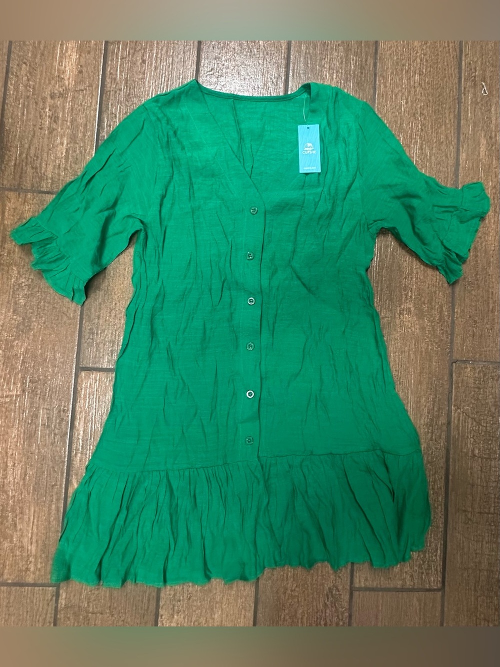 Cupshe Emerald Green Button-Front Swim Coverup
